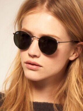 LIKE NEW RayBan Round Metal RB3447 Black Lens Ray ban Sunglasses  Standard 50mm